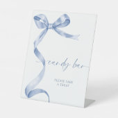 Blue Bow Snoep Bar Reclamebord Met Voetstuk (Voorkant)