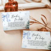 Blue Bow Snowflake Baby Shower Books for Baby Card Kaart