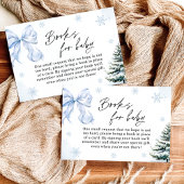 Blue Bow Snowflake Baby Shower Books for Baby Card Kaart