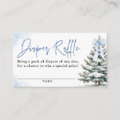 Blue Bow Snowflake Baby Shower Diaper Raffle Card Informatiekaartje (Voorkant)