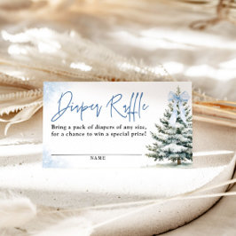 Blue Bow Snowflake Baby Shower Diaper Raffle Card Informatiekaartje