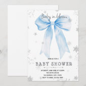 Blue Bow snowflake invitation Kaart (Voorkant / Achterkant)