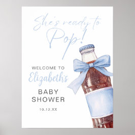 Blue Bow Soda Bottle Baby Shower Welcome Sign Poster