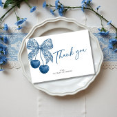 Blue Bow Something Blue Theme Bridal Shower Bedankkaart