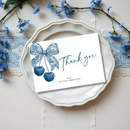 Blue Bow Something Blue Theme Bridal Shower Bedankkaart