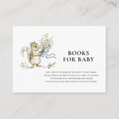 Blue Bow Squirrel Books for Baby Shower Card Informatiekaartje (Voorkant)
