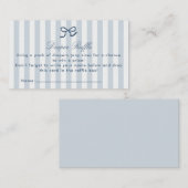 Blue Bow & Stripes Luier Raffle Enclosure Kaart Visitekaartje (Voorkant / Achterkant)