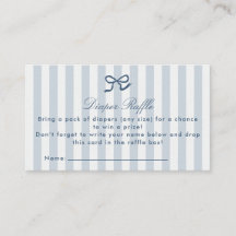 Blue Bow & Stripes Luier Raffle Enclosure Kaart
