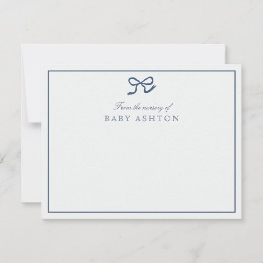 Blue Bow & Stripes Van de Kwekerij van, Dank u Kaart (Voorkant)