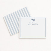 Blue Bow & Stripes Van de Kwekerij van, Dank u Kaart