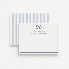 Blue Bow & Stripes Van de Kwekerij van, Dank u Kaart