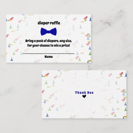 Blue Bow Stropdas Baby Boy Shower Diaper Raffle Ka Informatiekaartje (Voorkant / Achterkant)