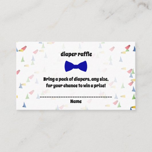 Blue Bow Stropdas Baby Boy Shower Diaper Raffle Ka Informatiekaartje (Voorkant)