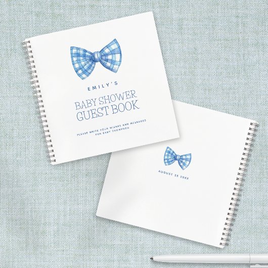Blue Bow Stropdas Baby shower Gastenboek Notitieboek