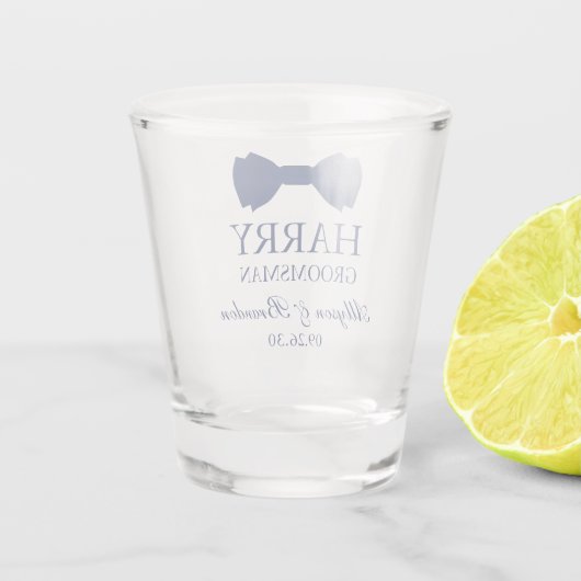 Blue Bow Stropdas Groomsman Shot Glas (Achterkant)