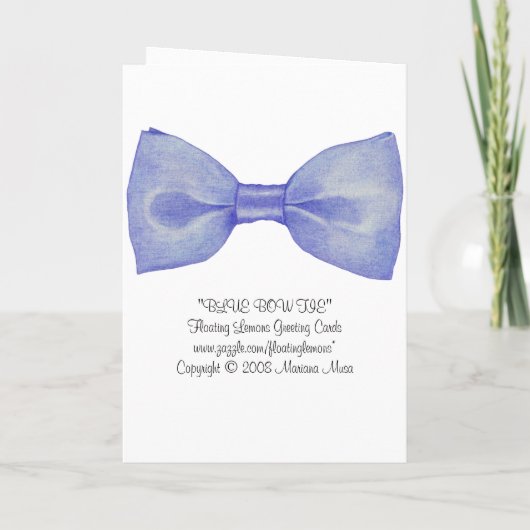 Blue Bow Stropdas Invitation Kaart (Achterkant)