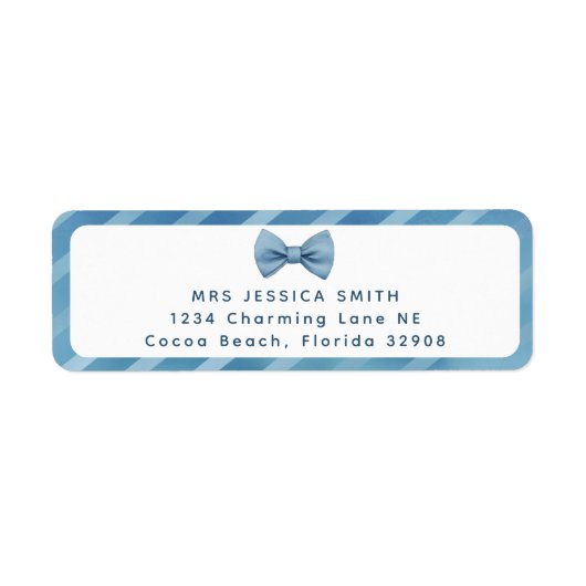 Blue Bow Stropdas Little Man Baby shower Adresetik Etiket (Voorkant)