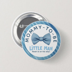 Blue Bow Stropdas Mommy-to-be Little Man Baby show Ronde Button 5,7 Cm