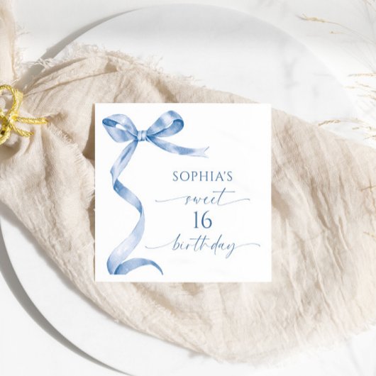 Blue Bow Sweet 16 Verjaardagsfeest Servet