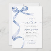 Blue Bow Sweet 16 verjaardagsuitnodiging Kaart (Voorkant)
