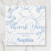 Blue Bow Sweet 16th Birthday Party Square Bedankjes Labels (Voorkant)