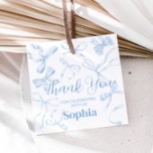 Blue Bow Sweet 16th Birthday Party Square Bedankjes Labels