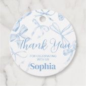 Blue Bow Sweet 16th Verjaardag Party Round Bedankjes Labels (Voorkant)