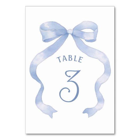 Blue Bow Table Number Kaart (Achterkant)