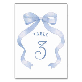 Blue Bow Table Number Kaart