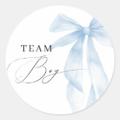 Blue Bow Team Boy Gender Reveal Ronde Sticker (Voorkant)