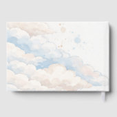 Blue Bow Teddy Bear Balloons Clouds Baby Boy Gastenboek (Achterkant)