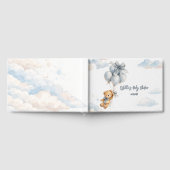 Blue Bow Teddy Bear Balloons Clouds Baby Boy Gastenboek (Volledig)