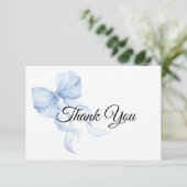 Blue bow Thank You Card Bedankkaart (Staand voorkant)