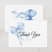 Blue bow Thank You Card Bedankkaart (Voorkant / Achterkant)