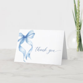 Blue Bow Thank You Card Bewerkbare Sjabloon