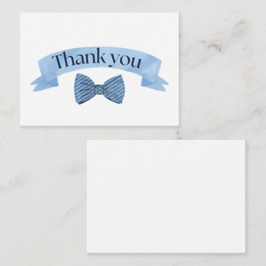 Blue Bow Tie Thank You Card Notitiekaartje (Voorkant / Achterkant)