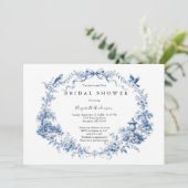 Blue Bow Toile Garden Bridal Shower  Kaart (Staand voorkant)