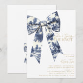 Blue Bow Toile Ze bindt de knoop Vrijgezellenfeest Kaart (Voorkant / Achterkant)