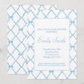 Blue Bow Trellis Baby Jongen Douche Uitnodiging (Voorkant / Achterkant)
