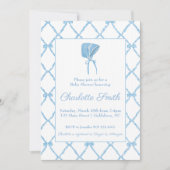 Blue Bow Trellis Baby shower Invitation Kaart (Voorkant)