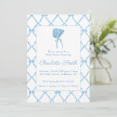 Blue Bow Trellis Baby shower Invitation Kaart (Staand voorkant)