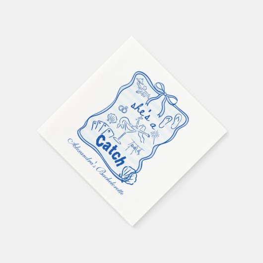 Blue Bow Tropical Bachelorette Celebration Servet (Hoek)