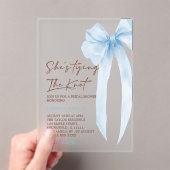 Blue Bow Tying the Knot Vrijgezellenfeest Acryl Uitnodigingen (Insitu (Draagbaar))