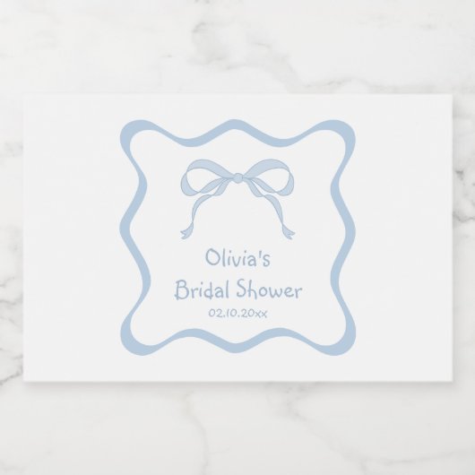 Blue Bow Tying The Knot Vrijgezellenfeest Champagn Sparkling Wijnetiket (Enkel label)