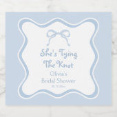 Blue Bow Tying the Knot Vrijgezellenfeest Champagn Sparkling Wijnetiket (Enkel label)