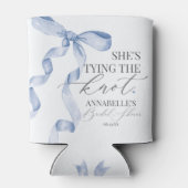 Blue Bow Tying the Knot Vrijgezellenfeest Favors Blikjeskoeler (Achterkant)