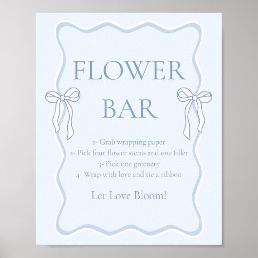 Blue Bow Tying the Knot Vrijgezellenfeest Flower B Poster (Voorkant)