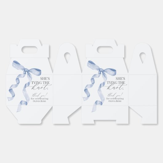 Blue Bow Tying the Knot Vrijgezellenfeest Gift Bedankdoosjes (Ongevouwen)