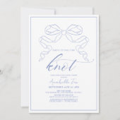 Blue Bow Tying the Knot Vrijgezellenfeest Kaart (Voorkant)