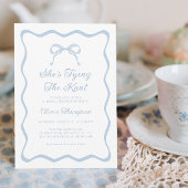 Blue Bow Tying the Knot Vrijgezellenfeest Kaart